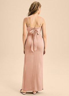 Azazie Mai Junior Rose Gold A-Line Sweetheart Neckline Stretch Satin Dress image2