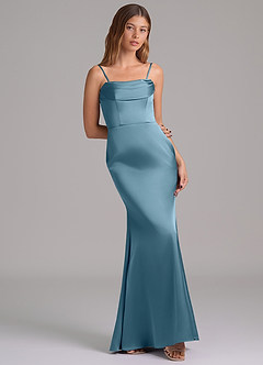 Azazie Miley Abiti da Damigella Abito Convertibile Sirena in Raso Elasticizzato a Spalla Scoperta Bermuda image8