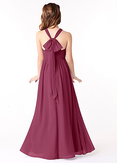 Azazie Jaylah Junior Mulberry A-Line Ruched Chiffon Dress image1