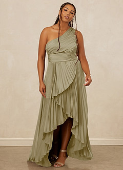 Christian Siriano Bridal for Azazie 1008 Bridesmaid Dresses Moss Green A-Line One Shoulder Stretch Satin Dress image9