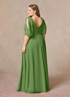 Azazie Bronwyn Mother of the Bride Dresses Basil A-Line V-Neck Ruched Chiffon Dress image9
