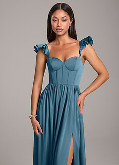 Azazie Denisse Bridesmaid Dresses Bermuda A-Line Ruched Stretch Satin Dress image6