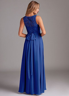 Azazie Kingsley Bridesmaid Dresses Royal Blue A-Line Lace Chiffon Dress image2