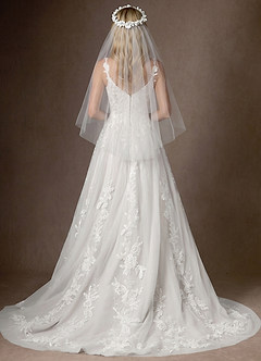 front Garden Flower Crown Waist Length Veil