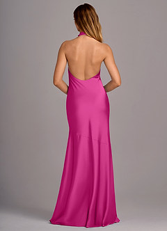 Azazie Lorena Bridesmaid Dresses Fuchsia Mermaid Pleated Stretch Satin Dress image2