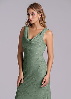 Azazie Rylina Final Sale Matcha Mermaid Floral Burnout Dress image6