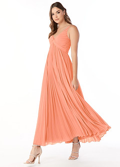 Azazie Raychelle Bridesmaid Dresses Sunset A-Line V-Neck Chiffon Dress image4