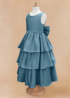 Azazie Margie Flower Girl Dresses Bermuda A-Line Bow Stretch Satin Dress image6