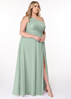 Azazie Brooke Jurken voor bruidsmeisjes Jurk van Mesh met A-Lijn One-Shoulder Agave image9
