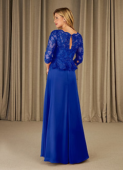 Azazie Averie Mother of the Bride Dresses Royal Blue A-Line Boatneck Sequins Chiffon Dress image5