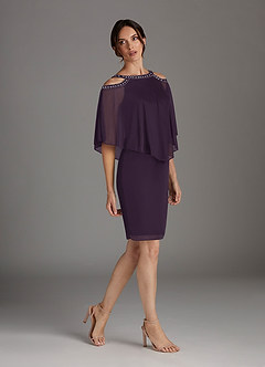 Azazie Junibee Mother of the Bride Dresses Plum Sheath Sequins Mesh Dress image3