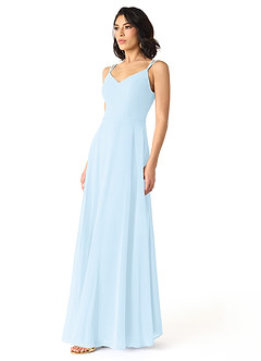 Azazie Janine Bridesmaid Dresses Sky Blue A-Line V-Neck Chiffon Dress image2