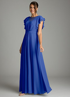 Azazie Daphne Modest Bridesmaid Dresses A-Line Ruffled Chiffon Floor-Length Dress image3