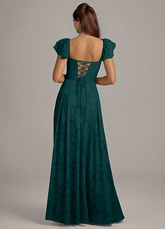 Azazie Aricella Bridesmaid Dresses Pine A-Line Corset Floral Burnout Dress image5
