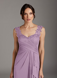 Azazie Edelin vestidos de madre de la novia Vestido de Glicinia de Malla de Corte En A con Cuello Corazón Plisado image6
