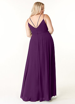 Azazie Janine Bridesmaid Dresses Grape A-Line V-Neck Chiffon Dress image7