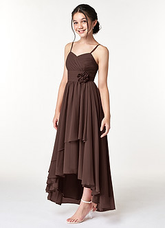 Azazie Catalina Junior Ganache A-Line Ruched Chiffon Dress image3