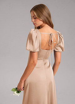 Azazie Fyona Brautjungfernkleider A-Linie Plissee Stretch-Satin Kleid Englisches Rosa image7