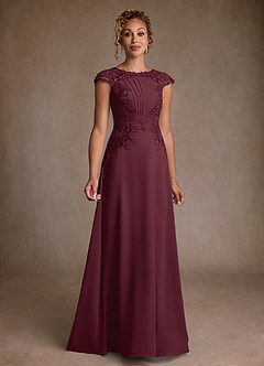 Azazie Christi Mother of the Bride Dresses Cabernet A-Line Lace Chiffon Dress image1