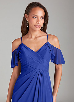 Azazie Dakota Jurken voor bruidsmeisjes Jurk van Mesh met A-Lijn Off the Shoulder Koningsblauw image5