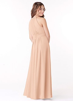 Azazie Bonnie Junior English Rose A-Line Pleated Chiffon Dress image6