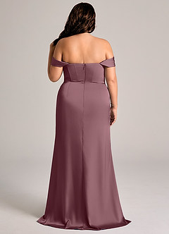 Azazie Johana Brautjungfernkleider Wandelbar Meerjungfrau-Linie Schulterfrei Stretch-Satin Kleid Amethyst image6