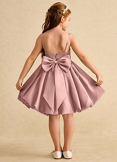 Azazie Davine Flower Girl Dresses Rose Gold A-Line Spaghetti Strap Matte Satin Dress image1