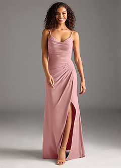 Azazie Deandra Bridesmaid Dresses Dusty Rose Mermaid Pleated Chiffon Dress image5