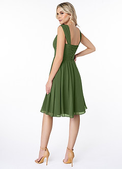Azazie Angie Bridesmaid Dresses Olive A-Line Corset Chiffon Dress image5