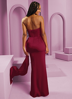 Barbie ♥ Azazie Bridesmaid Dresses Burgundy Sheath Strapless Stretch Satin Convertible Dress image2