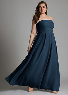 Azazie Lucienne Bridesmaid Dresses Dark Navy A-Line Strapless Chiffon Convertible Dress image11