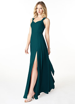 Azazie Julie Bridesmaid Dresses Pine A-Line Sweetheart Neckline Chiffon Dress image3