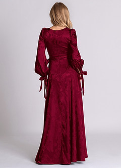 Azazie Leonia 신부 들러리 드레스 A라인 긴팔 자카드 바닥 길이 드레스 image5