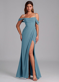 Azazie Johana Jurken voor bruidsmeisjes Converteerbaar Jurk van Chiffon met Zeemeermin Off the Shoulder Bermuda image4