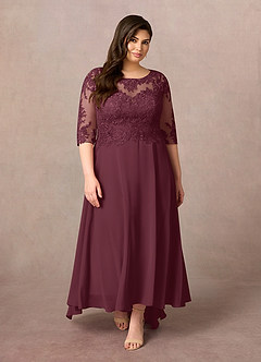 Azazie Monza Mother of the Bride Dresses Cabernet A-Line Lace Chiffon Dress image7