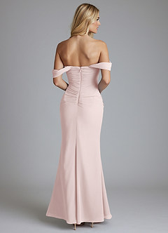 Azazie Luiza Bridesmaid Dresses Blushing Pink Mermaid Off the Shoulder Chiffon Dress image7