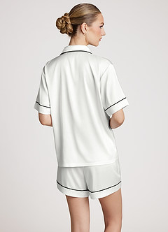 front Pyjama-Set mit Satin-Kontrastpaspelierung