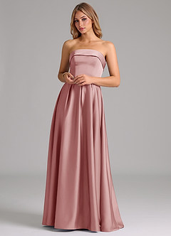 Azazie Lucienne Bridesmaid Dresses Dusty Rose A-Line Strapless Stretch Satin Convertible Dress image4