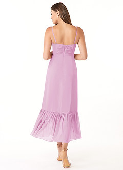 Azazie Justina Robes de demoiselle d'honneur Robe Trapèze en Mousseline de soie Encolure en Forme de Cœur Rose Bonbon image2