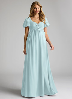 Azazie Madisynn Maternity Bridesmaid Dresses Bow Chiffon Floor-Length Dress image1