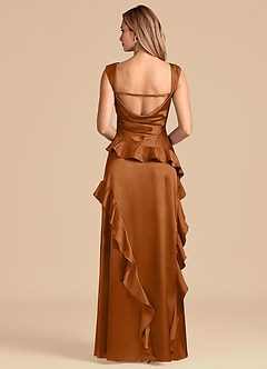 Azazie Sloane 신부 들러리 드레스 A라인 스윗하트 네크라인 메탈릭 새틴 바닥 길이 드레스 image6