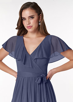 Azazie Jael Bridesmaid Dresses Stormy A-Line V-Neck Mesh Dress image5