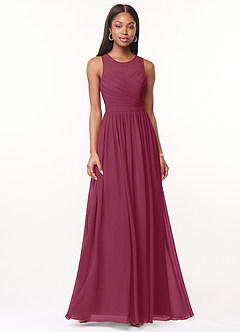 Azazie Nina Bridesmaid Dresses Mulberry A-Line Pleated Chiffon Dress image1