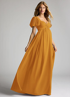 Azazie Madisynn Zwangerschaps Bruidsmeisjekleding Boog Chiffon Vloerlengte Jurk image4