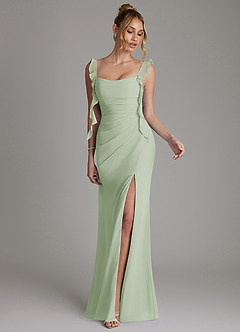 Azazie Jessamine Abiti da Damigella Abito Sirena in Chiffon Corsetto Verde Salvia image4