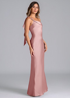 Azazie Driea Robes de demoiselle d'honneur Robe Sirène en Satin extensible Ue épaule Rose Poussiéreuse image4