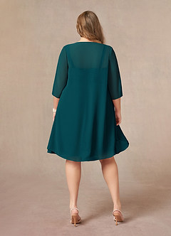 Azazie Olivia Mother of the Bride Dresses Pine A-Line Square Neckline Pleated Chiffon Dress image8
