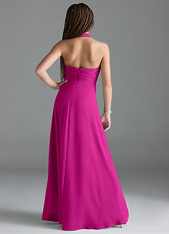 Azazie Tessie Junior A-Linie Plissee Chiffon Kleid Fuchsia image2