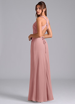 Azazie Evadne Bridesmaid Dresses Dusty Rose A-Line Pleated Chiffon Dress image2