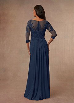 Azazie Calanthe Mother of the Bride Dresses Dark Navy A-Line Scoop Chiffon Dress image3
